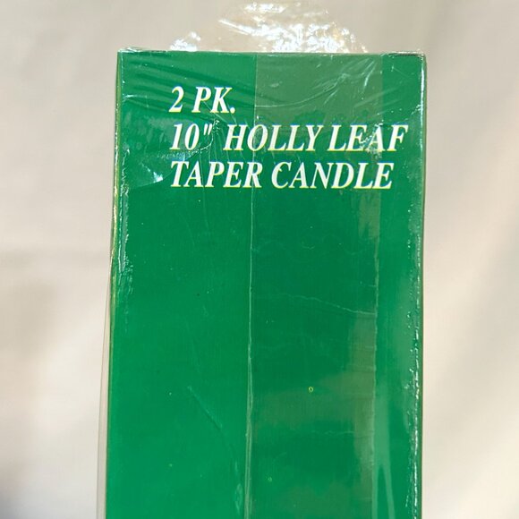 Pair of VTG 1994 Christmas Holiday Holly Leaf on Red Taper Candles New in Box - Picture 4 of 5